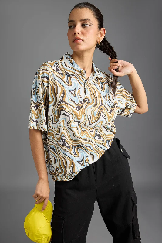 Women's Evening Clothes Y2K Print Polo T-Shirt