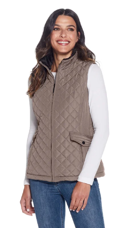 Exclusive Online Sale MIXED QUILTED VEST WITH PLUSH LINING