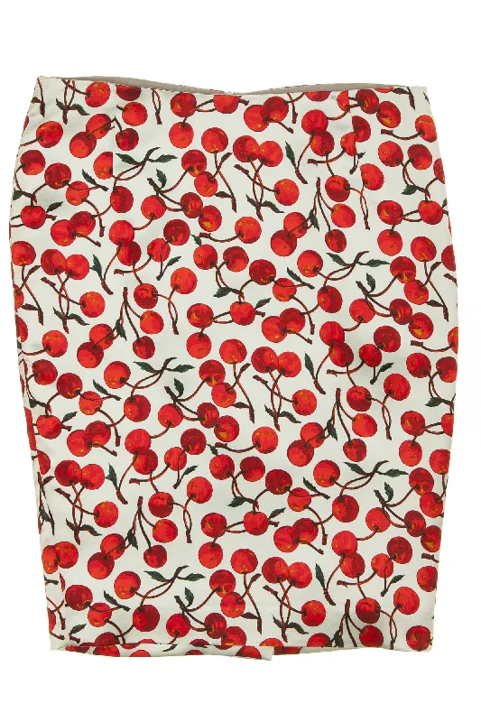 Women's Clothing Brands Dolce & Gabbana - Baby Blue Pencil Skirt with Cherries -