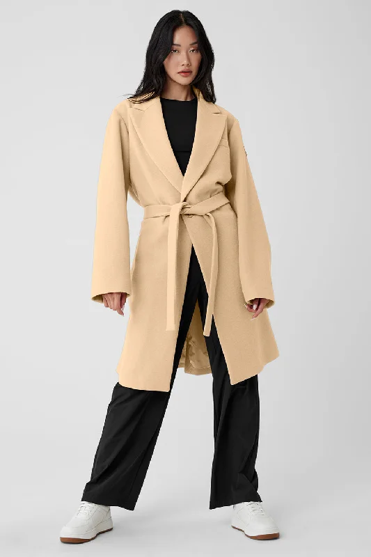 Women's Date Night Outfit Wool Gameday Overcoat - Camel