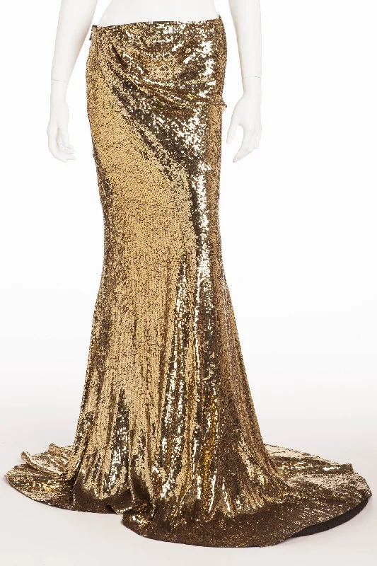 Winter Wardrobe Clearance Balmain - Gold Sequin Skirt -