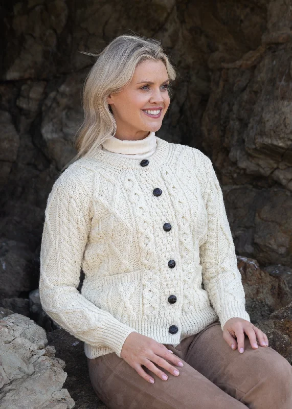 Women's Timeless Attire Inagh Ladies Aran Cardigan | Natural