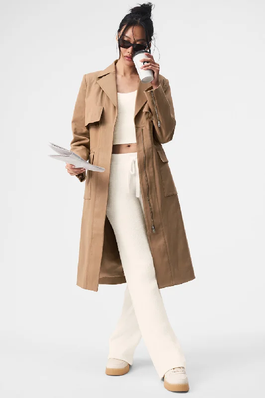 Women's Clothes For Work Formation Trench Coat - Toasted Almond