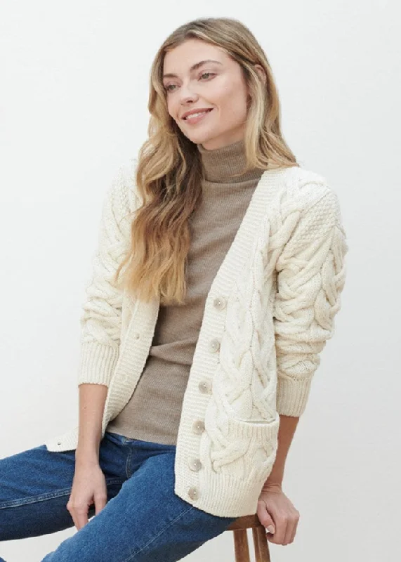 Online Impressions Boutique Downpatrick Ladies Aran Cardigan | Natural