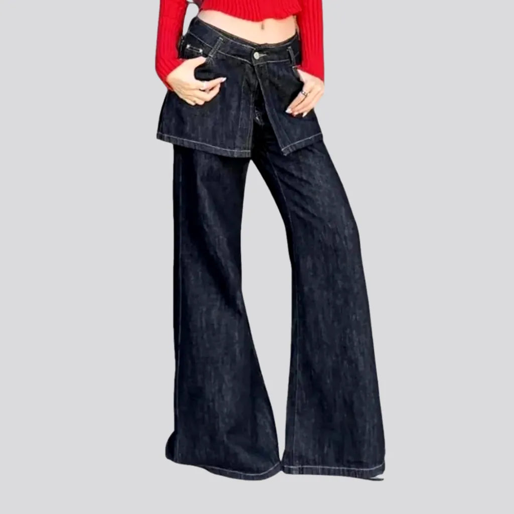 Fashion-forward Women's Wear Stylish dark high-rise bell-shaped jeans for women