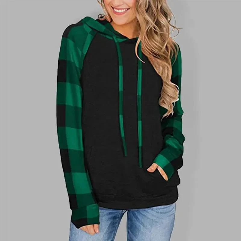 Comfortable Women's Clothes Women's Plaid Hoodie - Long Sleeve Comfort