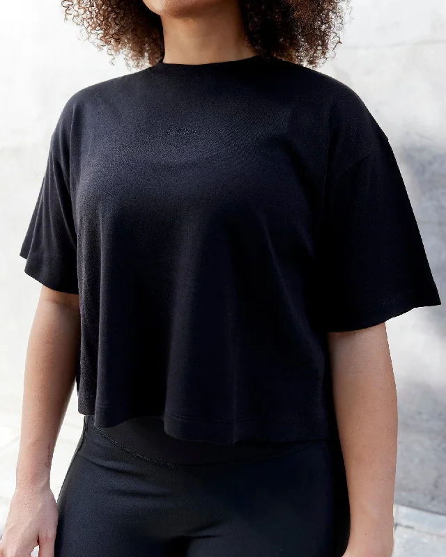 Bundle Offer Go-To Modal Oversized Cropped Tee - Black-Black