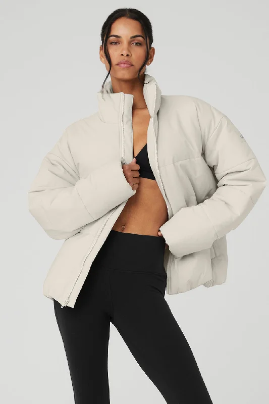 Women's Trendy Outfits Stretch Woven Street Puffer - Bone