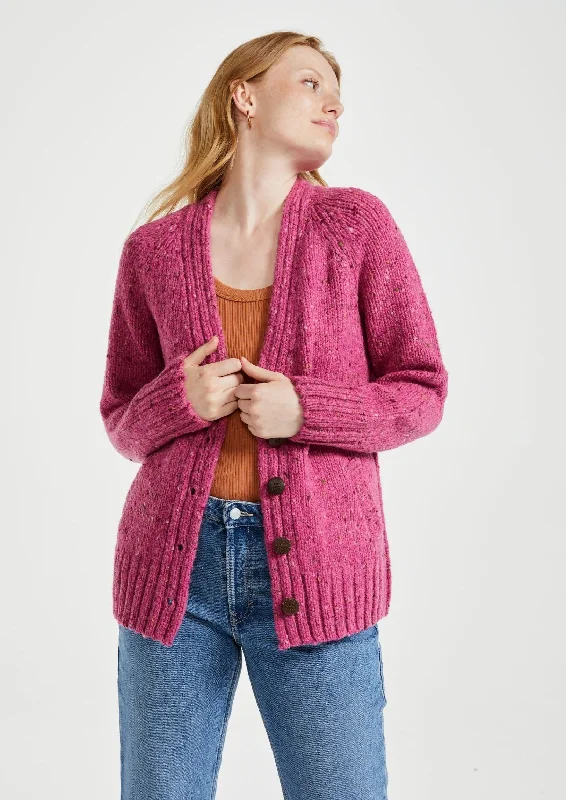 Women's Office Outfit Ladies' Donegal Cardigan with Side Pockets | Pink