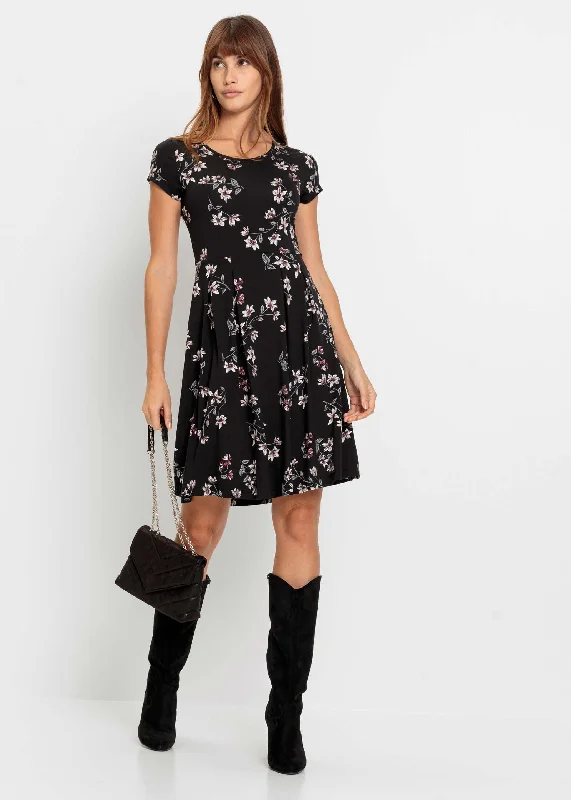 Online Boutiques Best Pleated Mini Dress - Black Floral