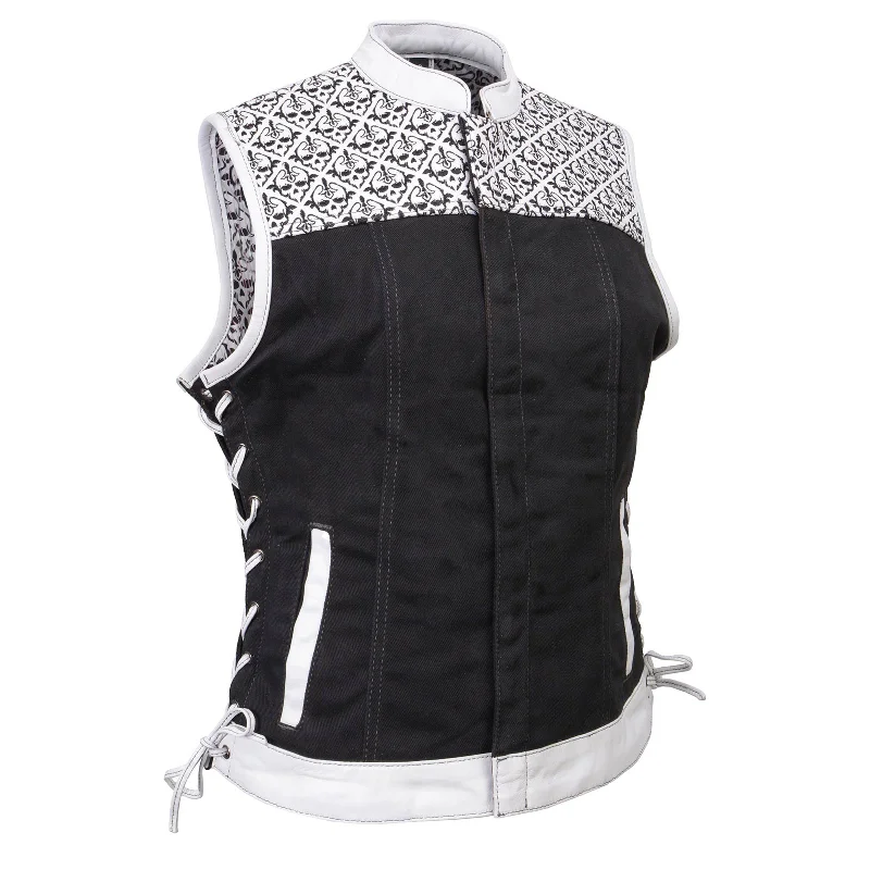 Women's Holiday Clothing Milwaukee Leather MDL4050 Women's 'Skelly' Black with White Motorcycle