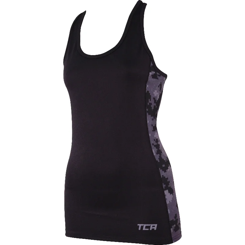 Women's Active Clothing TCA Camo Print Womens Running Vest Tank Top - Black