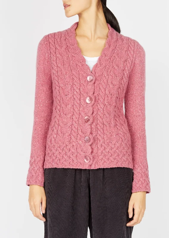 Women's High-Fashion Apparel IrelandsEye Horseshoe Aran Cardigan | Bubblegum