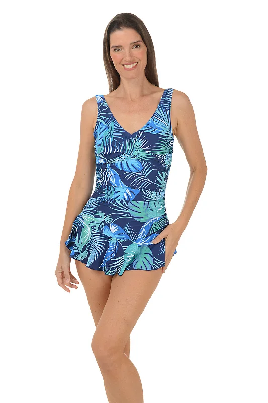 Best Online Boutiques Island Ferns Twist Tank Skirted Swimsuit
