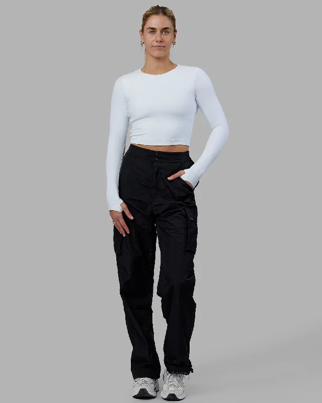 Women's Outerwear Clothing Staple Long Sleeve Cropped Tee - White