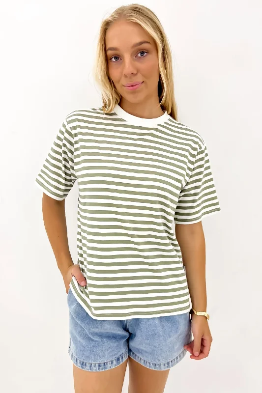 Women's Comfortable Lounge Outfit Sophie Tee Palm Stripe