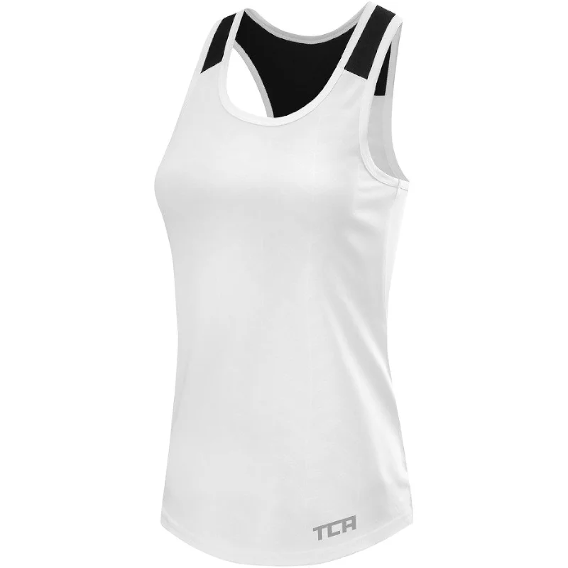 Affordable Online Boutique TCA Impulse Printed Racerback Womens Running Vest Tank Top - White