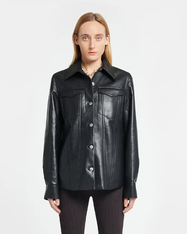 Women's Evening Attire Rocio - Regenerated Leather Overshirt - Black