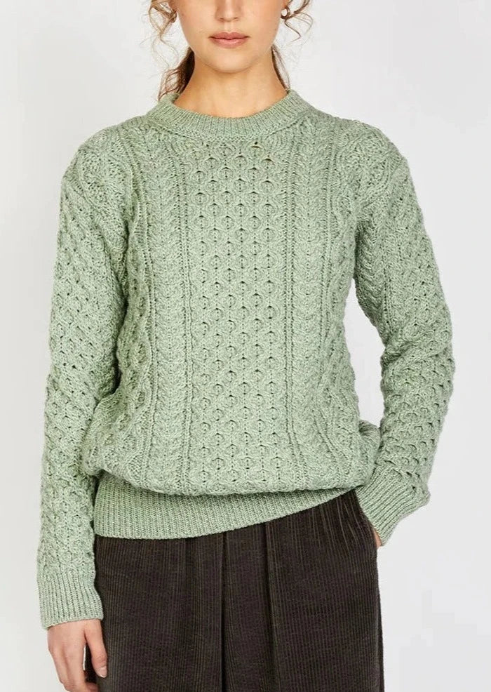 Women's Work Apparel IrelandsEye Aran Sweater | Sage Marl