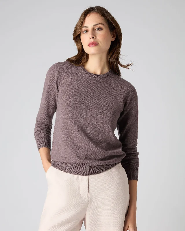 Women's Chic Apparel Women's Round Neck Cashmere Sweater Grape Purple