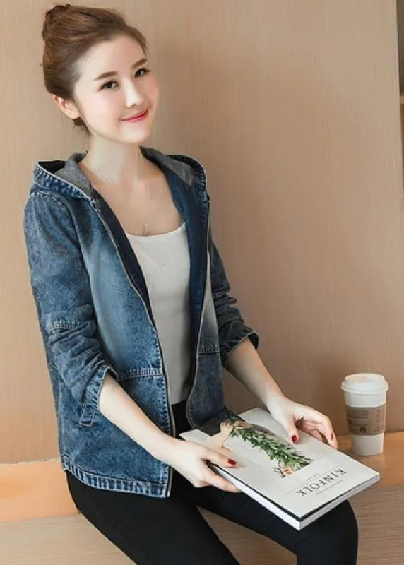 Women's Trendy Outfit Womens Short Denim Hooded Jacket