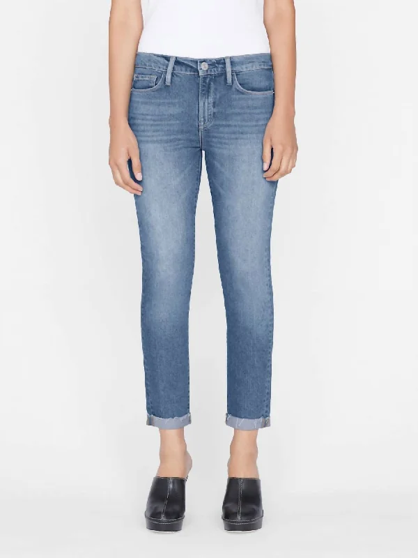 Stylish Women's Outfit Le Garcon Rolled Raw After Jean In Deepwater