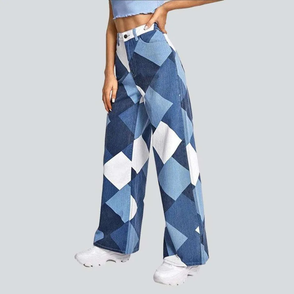 New Arrival Discounts Checkered wide leg women's jeans