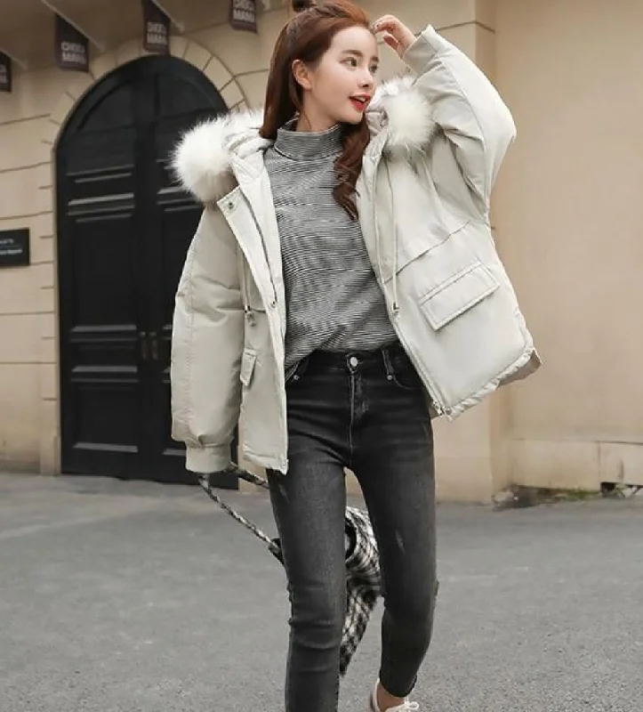 Women's Street Style Casual Wear Womens Winter Short Puffy Coat with Hood