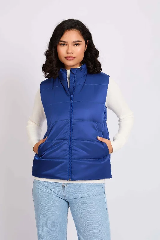 Women's Comfy Attire For Lounging Women  Vest Puffer Royal Blue