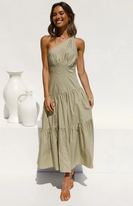 Online Clothing Stores BerryBetty - Women's One Shoulder Gathered Long Dress