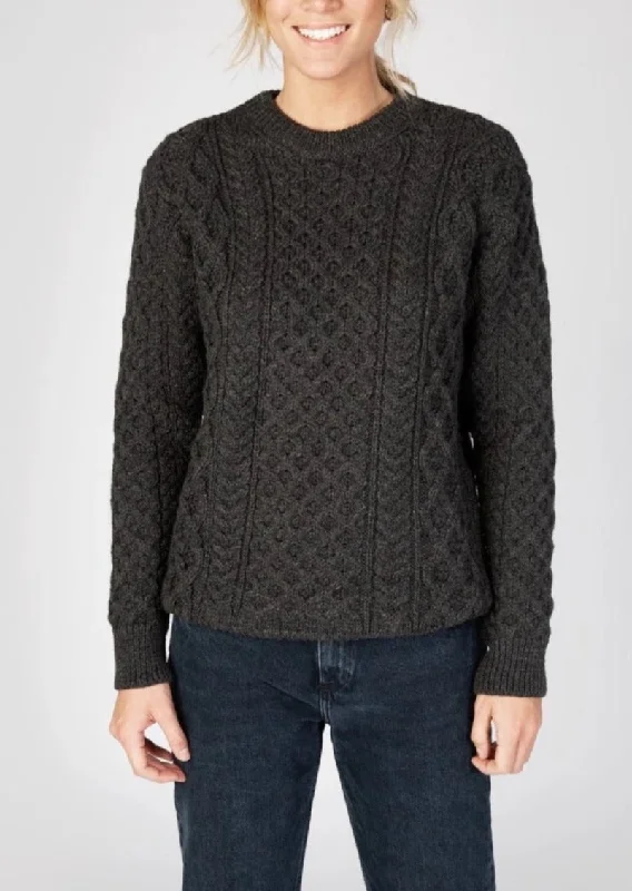 Women's Luxury Apparel IrelandsEye Women's Aran Sweater | Graphite