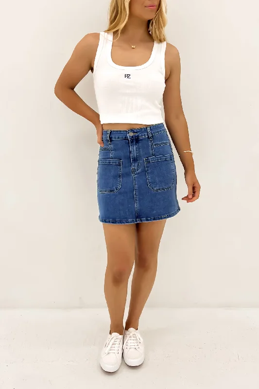 Women's Clothing Outfit Set Baldwin Denim Mini Skirt Dark Blue