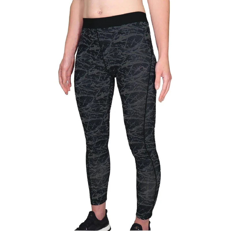 Fashion-Forward Women's Clothing More Mile Go For It Printed Womens Long Running Tights - Black