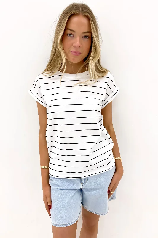 Women's Evening Wear Outfit Rhodes Stripe Tee White