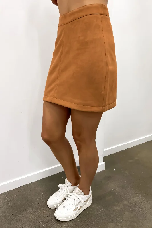 Women's Night-Out Clothes Dallas Suede Skirt Tan