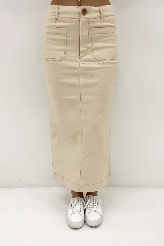 Women's Casual Garments Lindsey Midi Skirt Beige