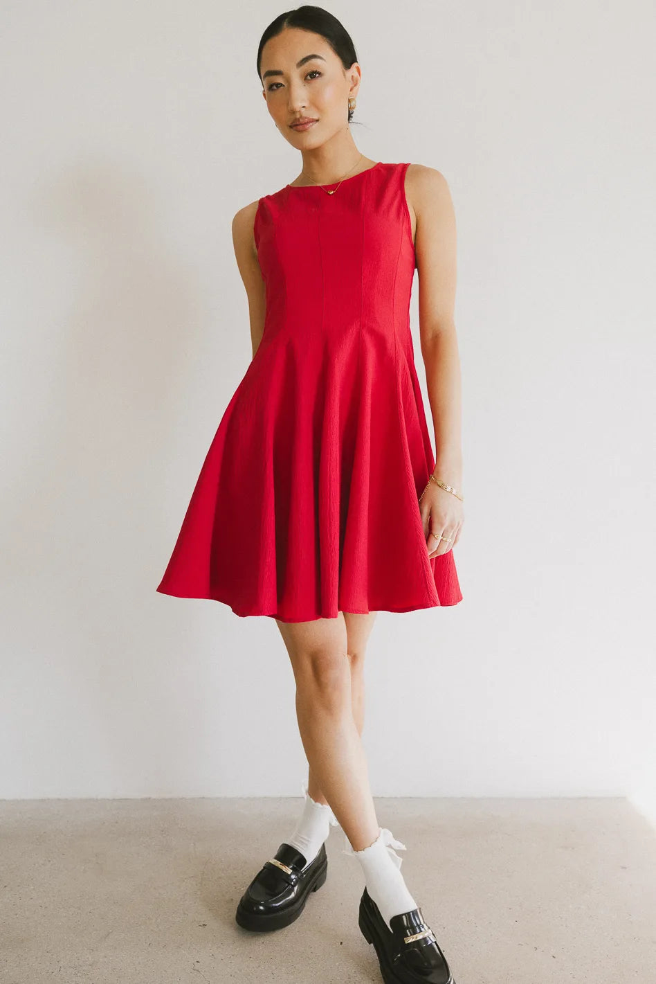 Comfortable Lounge Clothing Liora Mini Dress in Red