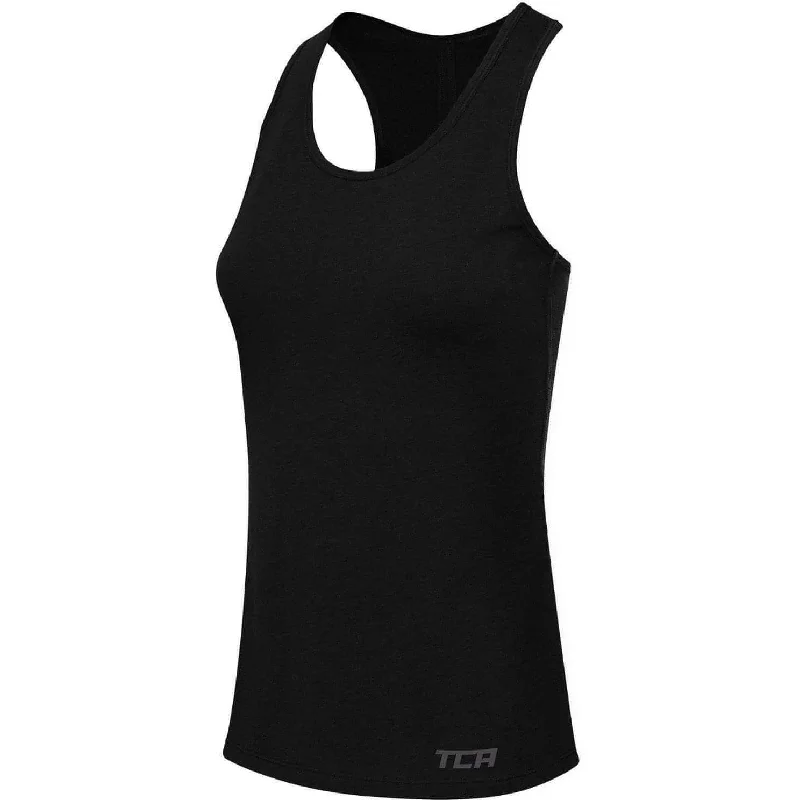 Women's Trendy Casual Clothes TCA Natural Performance Womens Running Vest Tank Top - Black