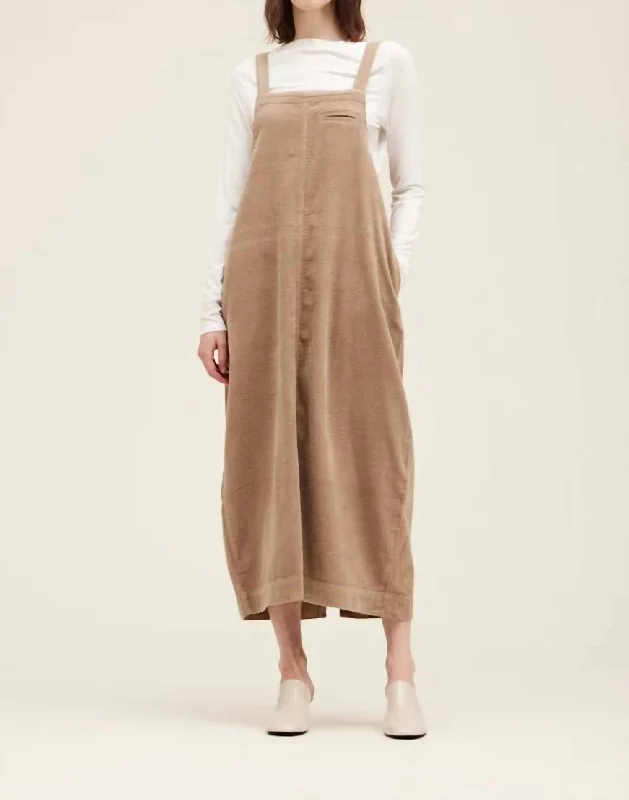 Casual Apparel For Women Corduroy Coverall Skirt In Tan