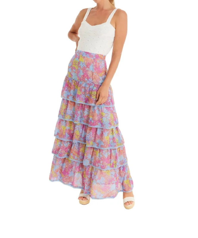 Tailored Clothing For Women Ruby Maxi Skirt In Purple Abstract