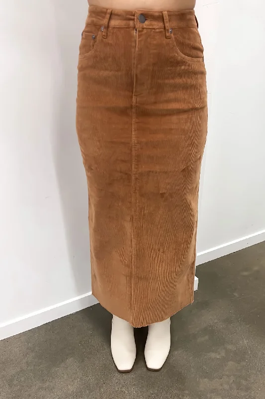 Women's High-Fashion Clothes Huntley Cord Maxi Skirt Tan