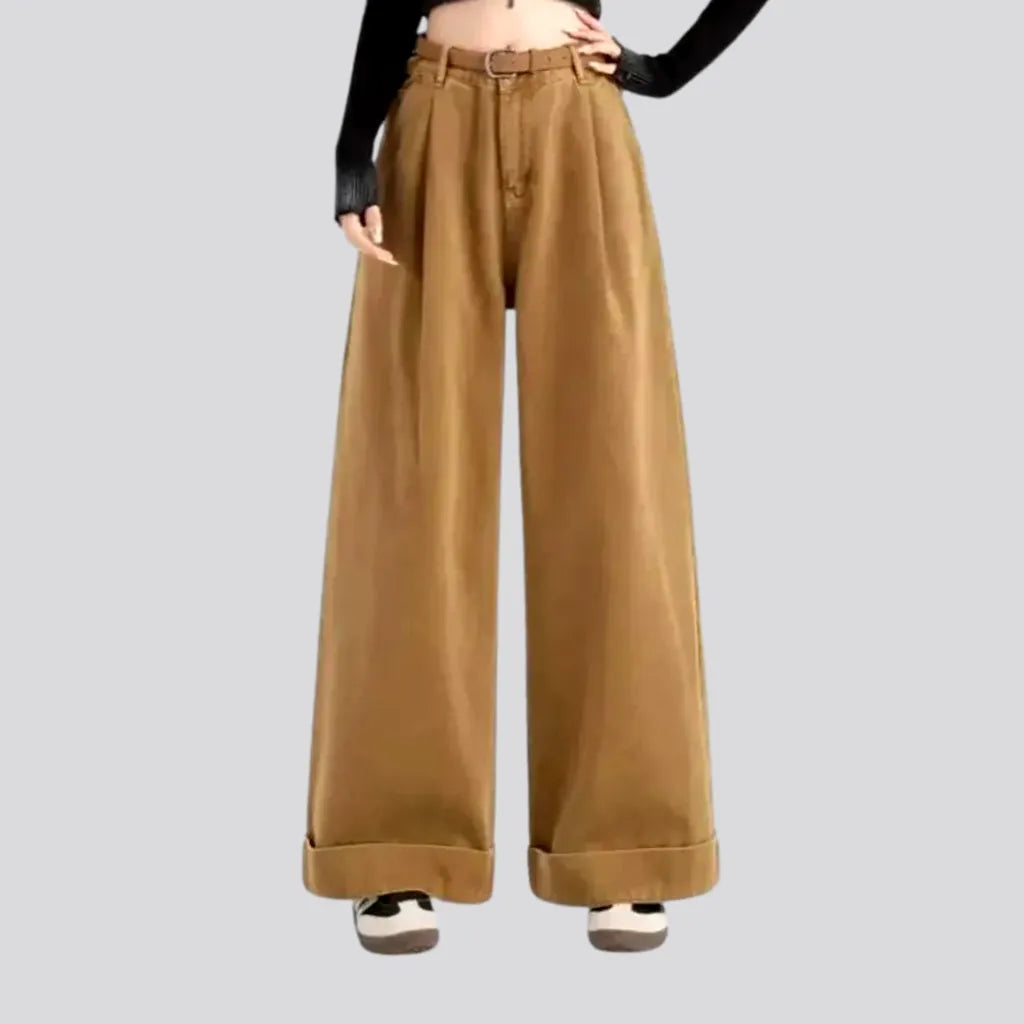 Women's High-End Clothing High-waist baggy fit denim pants for women