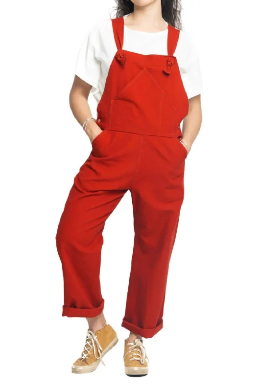 Women's Clothes For Outdoor Events Tie Overalls In Red