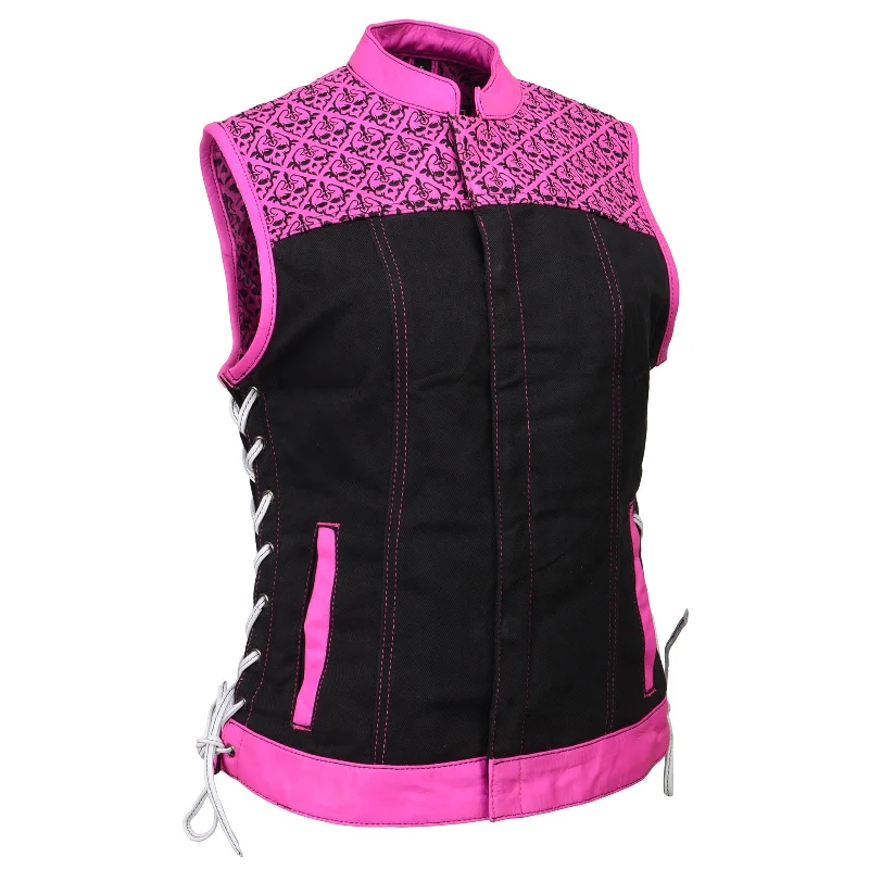 Comfortable Women's Clothing Milwaukee Leather MDL4051 Women's 'Skelly' Black with Pink Motorcycle