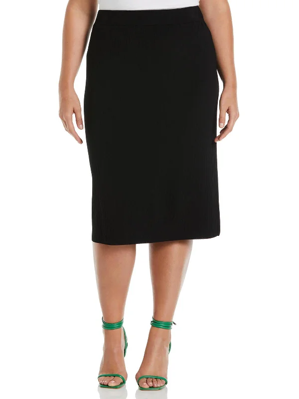 Women's Clothes For Work Events Plus Womens Ribbed Knit Knee-Length Pencil Skirt