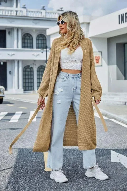 Sustainable Fashion Clothing For Women Long Loose Strappy Cardigan Sweater