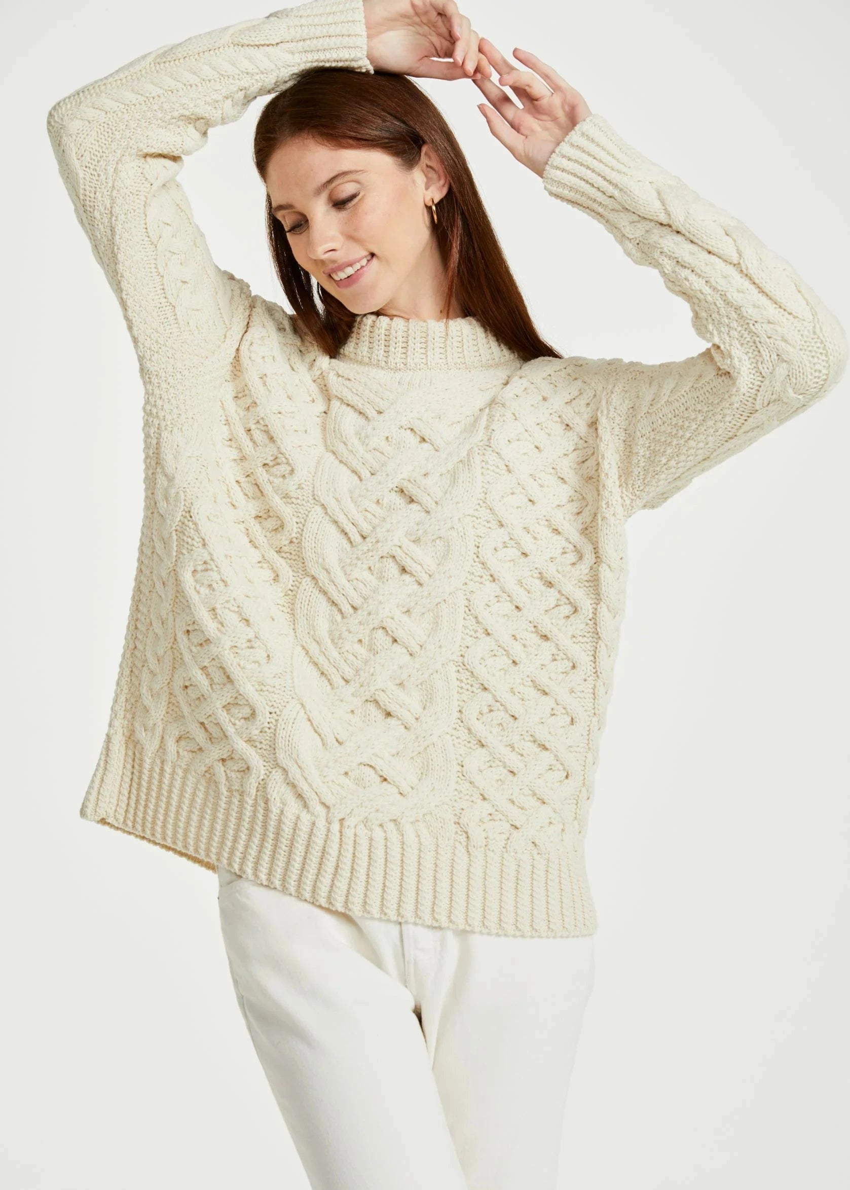 Outfits For Girls Oversized Aran Trellis Sweater | Natural - Clearance