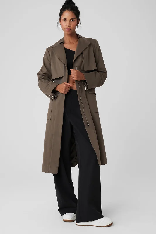 Women's Holiday Clothing Formation Trench Coat - Olive Tree