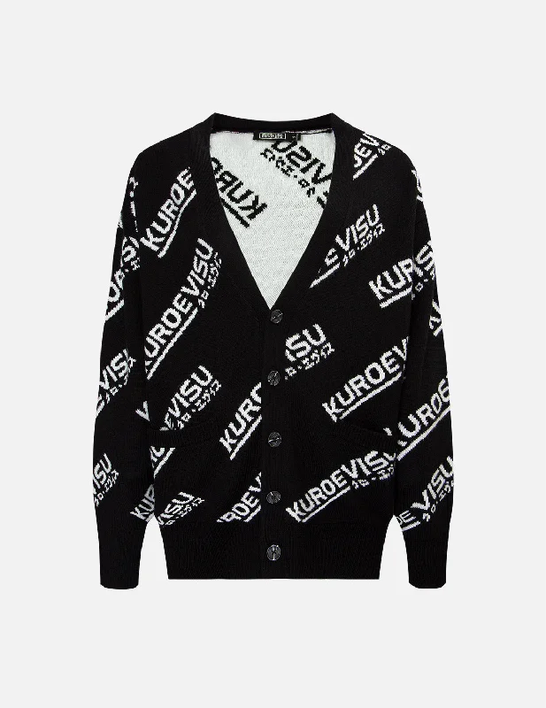 Women Wear Boutique Allover Logo Intarsia Cardigan