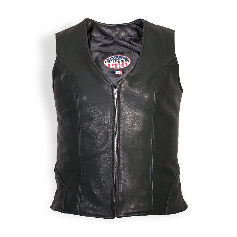 Women's Fashion Essentials Hot Leathers VSL5003 USA Made Ladies Leather Vest with Front Zipper